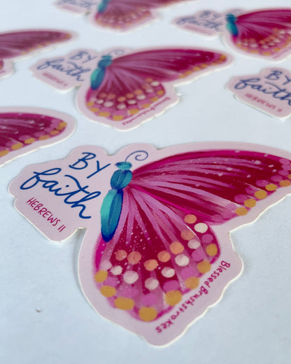 By Faith Butterfly sticker