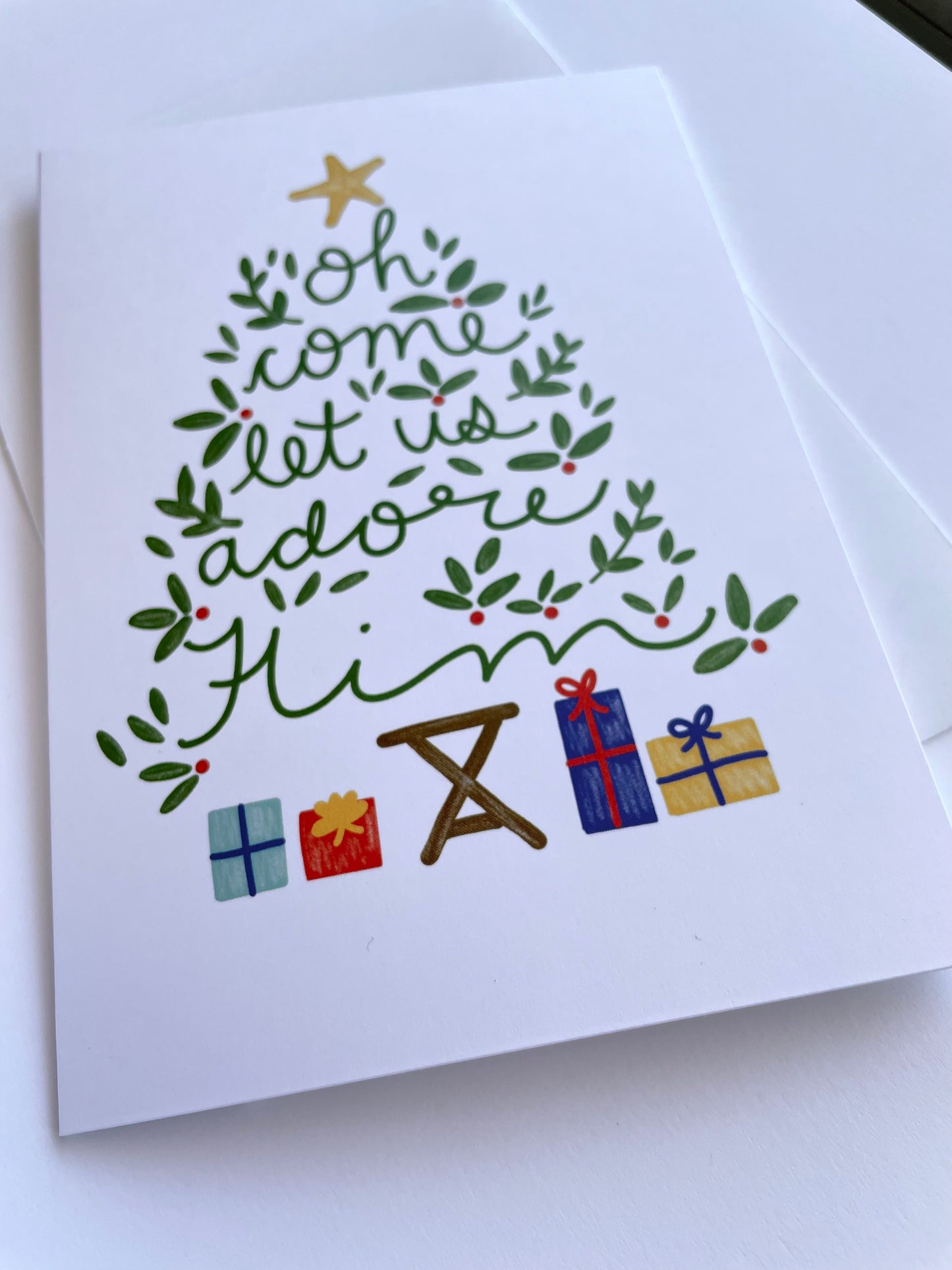 Oh Come Let Us Adore Him - Christmas card