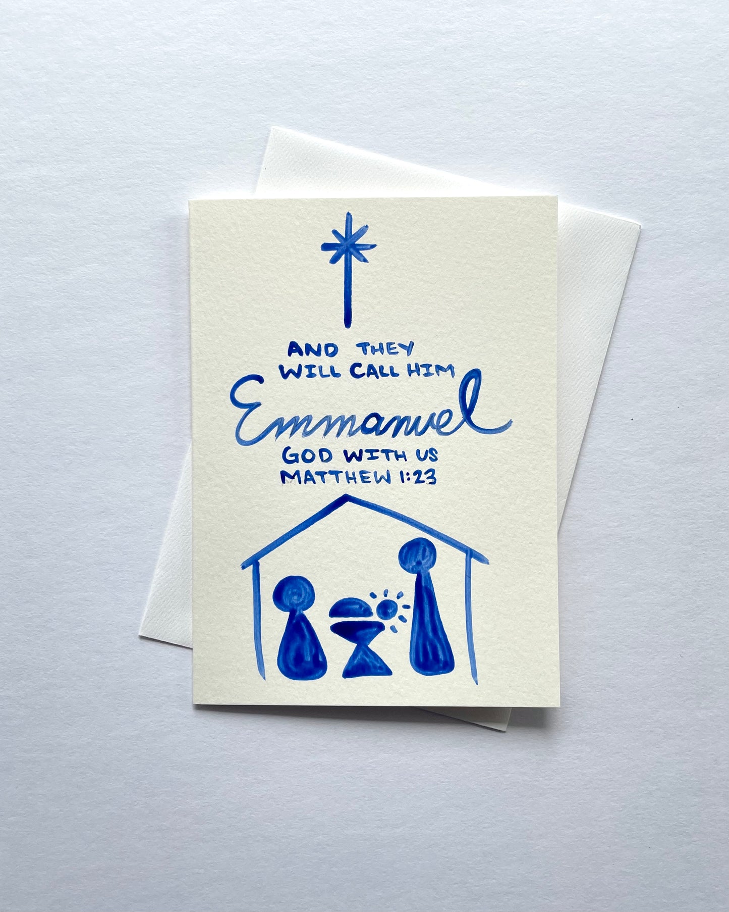 Emmanuel - hand painted Christmas Card